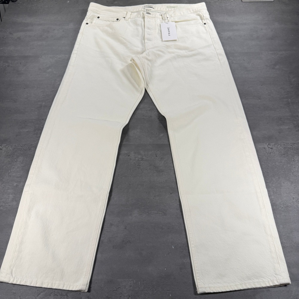 FRAME Jeans Mens 36 The Straight Off White Button Fly Denim NEW $268